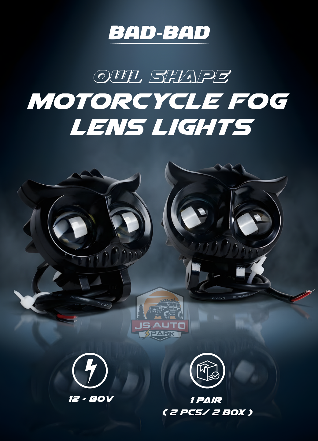 BAD-BAD Owl Shaped Full Metal Bike Fog Lights